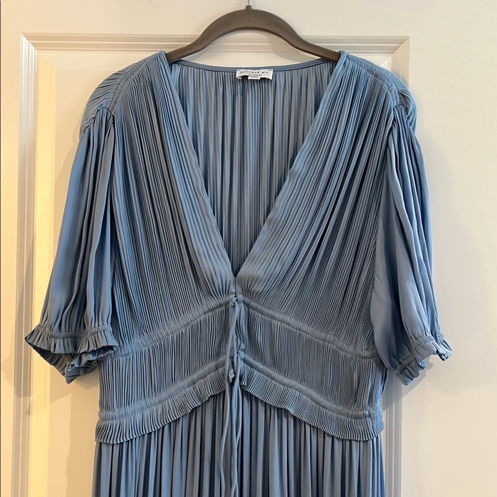 Current Air Sky Blue Pleated Maxi Dress